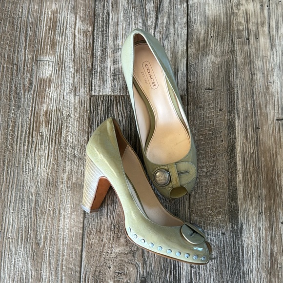 🌟COACH EST. 1941 🌟WOMEN 🌟GREEN HANNA HEELS, SIZE 5 1/2 B - Picture 3 of 10